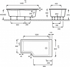 Jacob Delafon Акриловая ванна Bain-Douche Neo 150x80/60 R E6D119R-00 – фотография-3